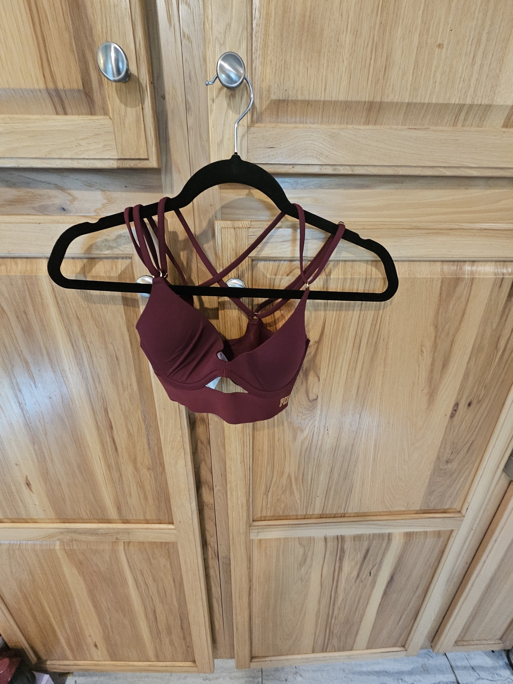 PINK Victoria's Secret Strappy Wine Sports Bra